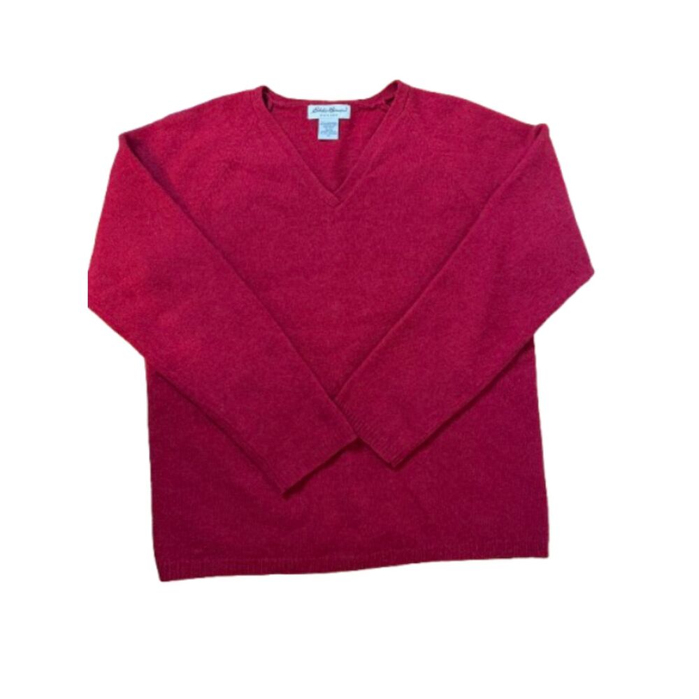 RARE 1989 Vintage UK Made Eddie Bauer Sweater Mens Red Lambswool Angora Silk
